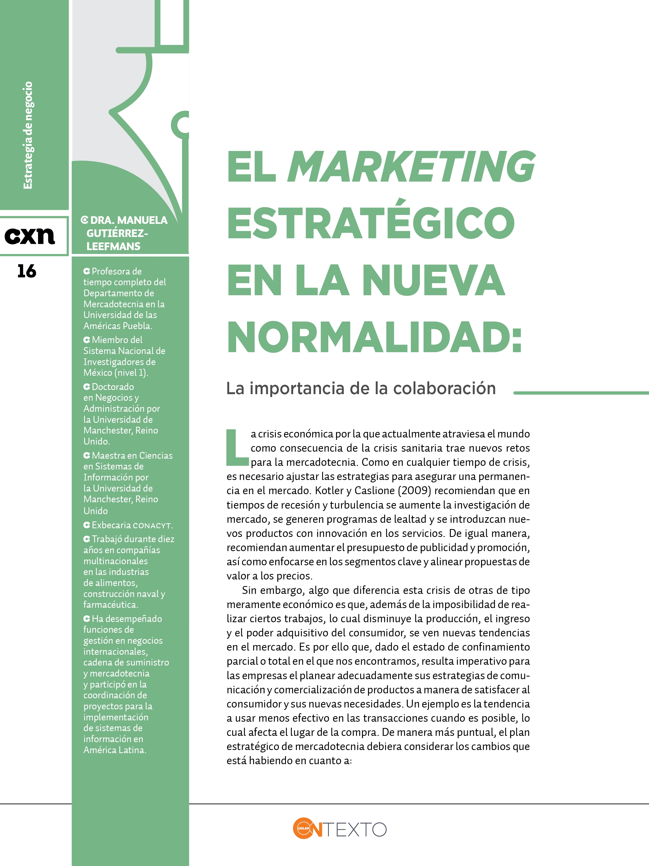 marketing estrategico en nueva normalidad Conexión Universitaria UDLAP